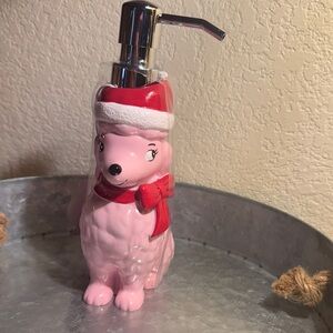 Christmas poodle Festive Pink  Soap Dispenser